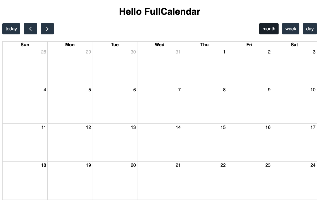 calendar setup toolbar config