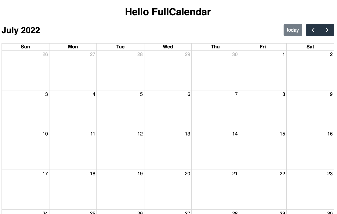initial calendar setup