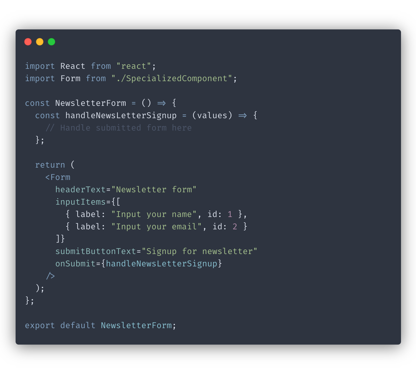 react reusable components - specialized form
