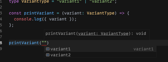 type variant IDE support
